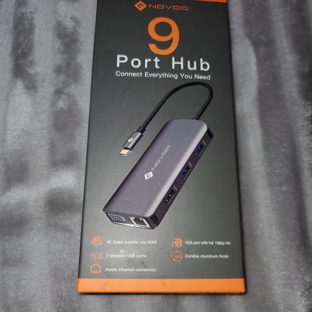 New, Sealed In Box, 9 in 1 Port Hub